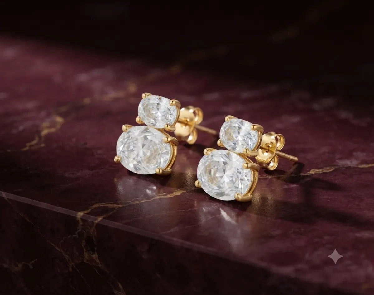 The Celeste Oval Duet Studs