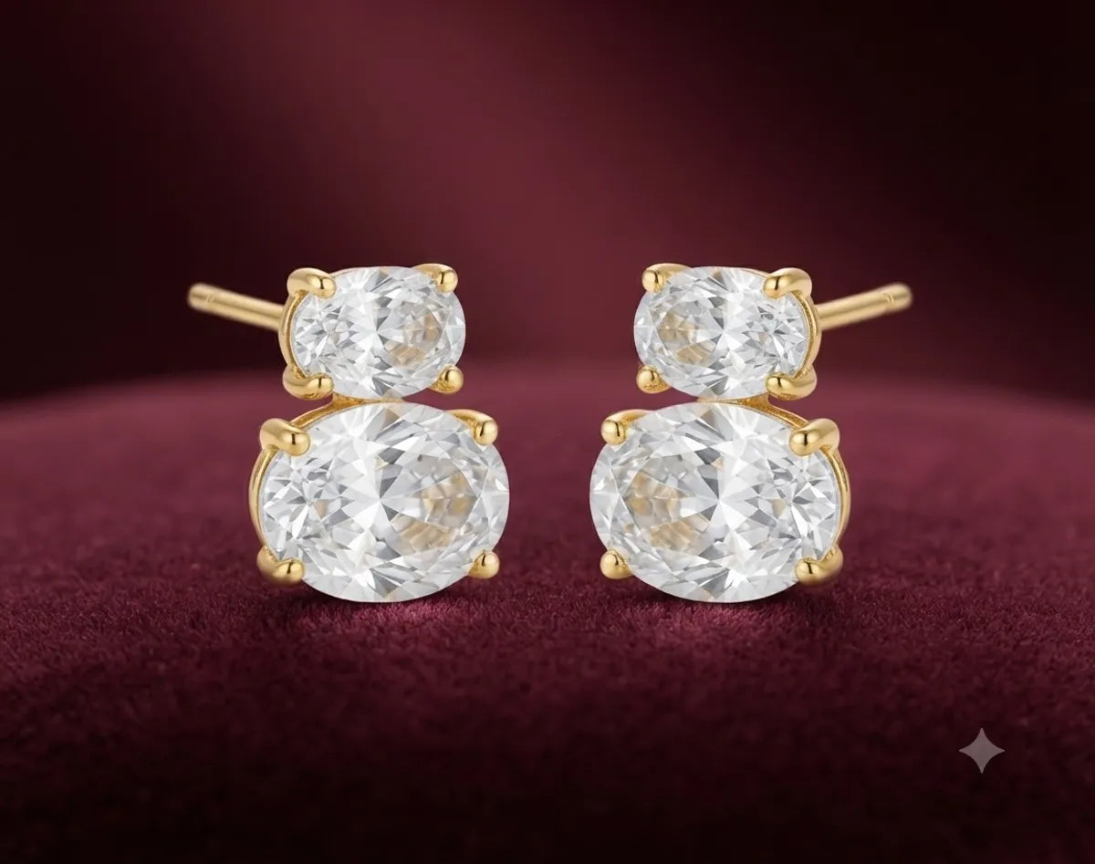 The Celeste Oval Duet Studs