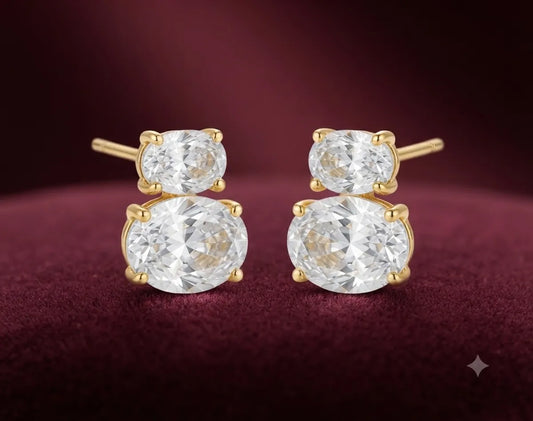The Celeste Oval Duet Studs