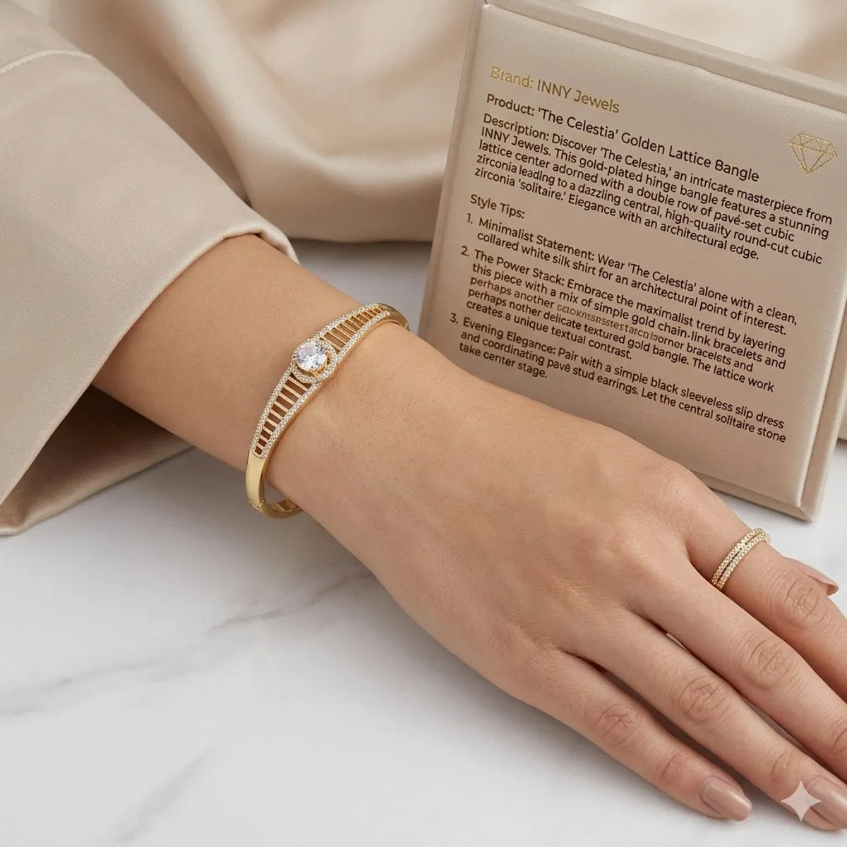 The "Celestial Lattice" Solitaire Bangle