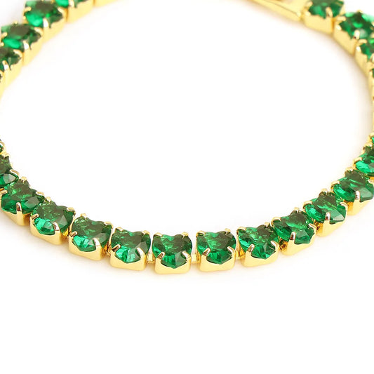 The "Emerald Envy" Heart Tennis Bracelet