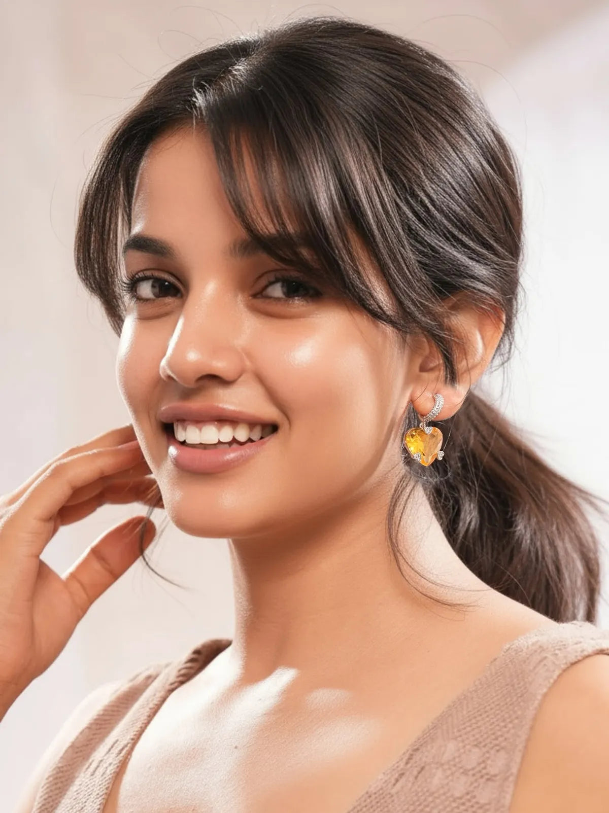 Ambre Heart Drop Earrings