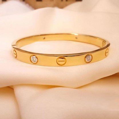 Gold Icon Screwhead Sparkle Bracelet| 18 Karat Gold plated