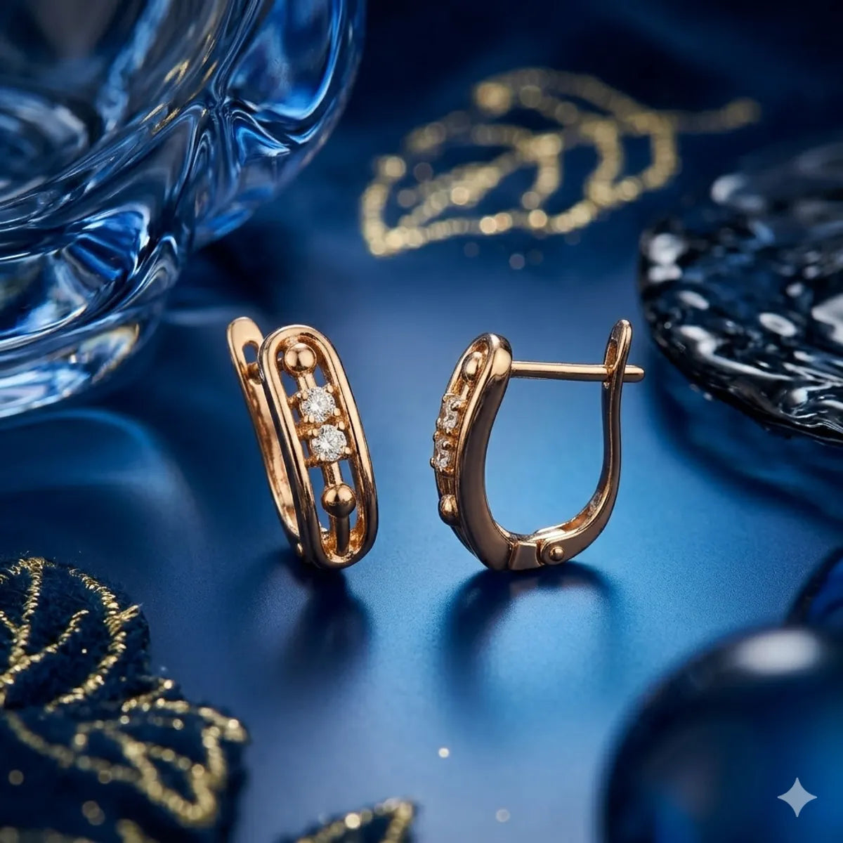 Linear Orbit" Diamond-Accented Huggie Hoops