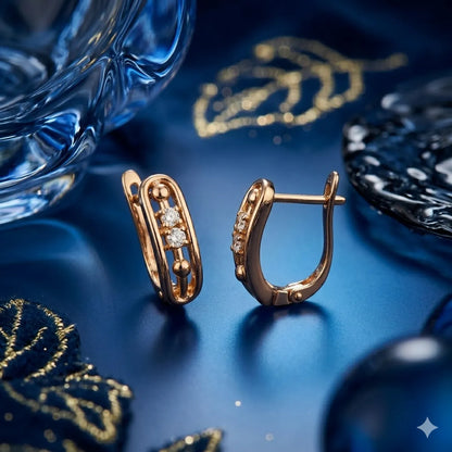 Linear Orbit" Diamond-Accented Huggie Hoops