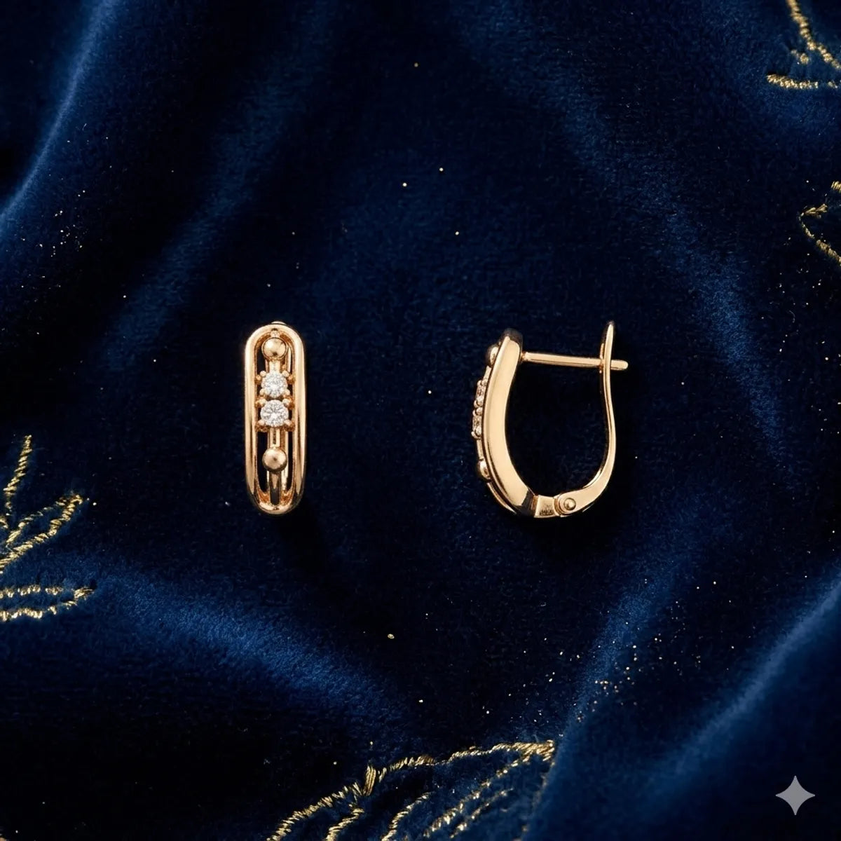 Linear Orbit" Diamond-Accented Huggie Hoops