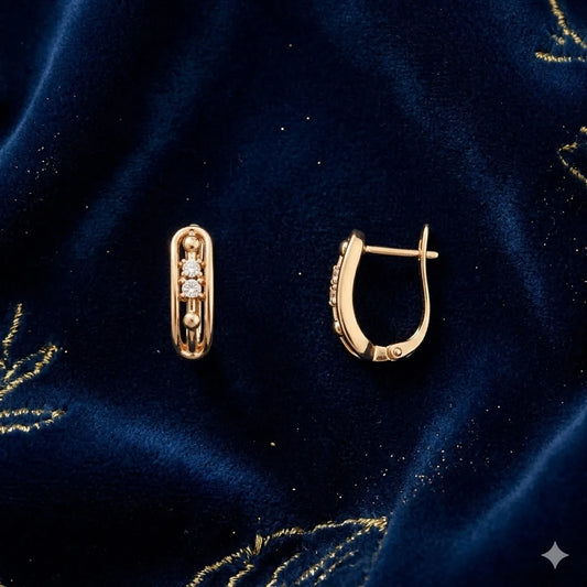 Linear Orbit" Diamond-Accented Huggie Hoops